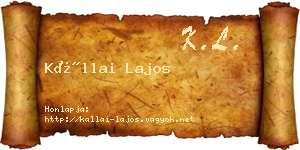 Kállai Lajos névjegykártya